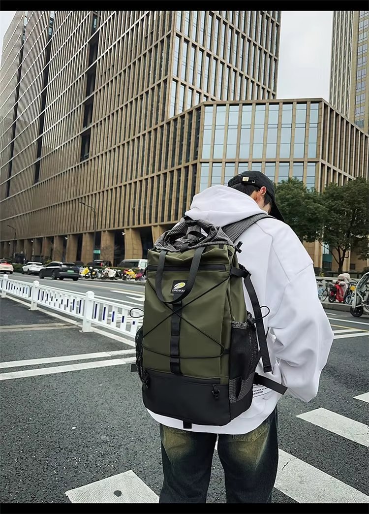 Water-Resistant Large Capacity Lightweight Outdoor Travel Nylon Roll Top Backpack product detail