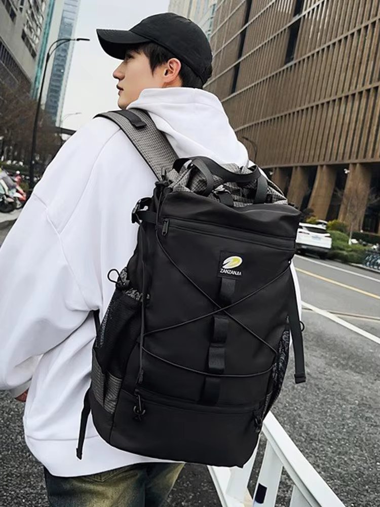 Water-Resistant Large Capacity Lightweight Outdoor Travel Nylon Roll Top Backpack product detail