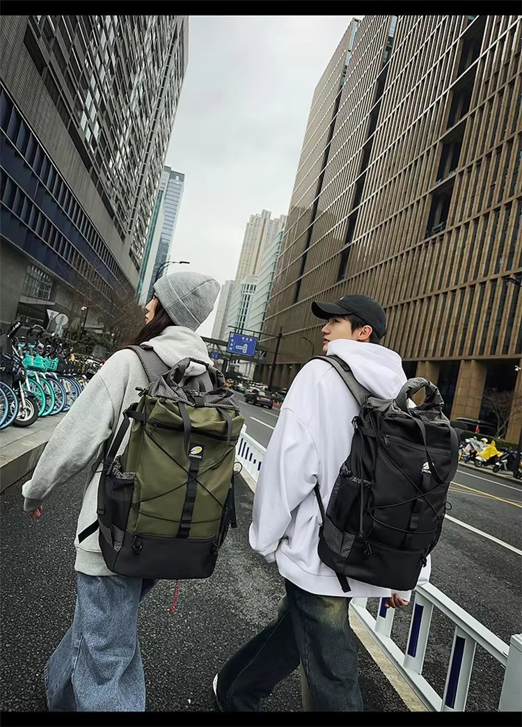 Water-Resistant Large Capacity Lightweight Outdoor Travel Nylon Roll Top Backpack product detail
