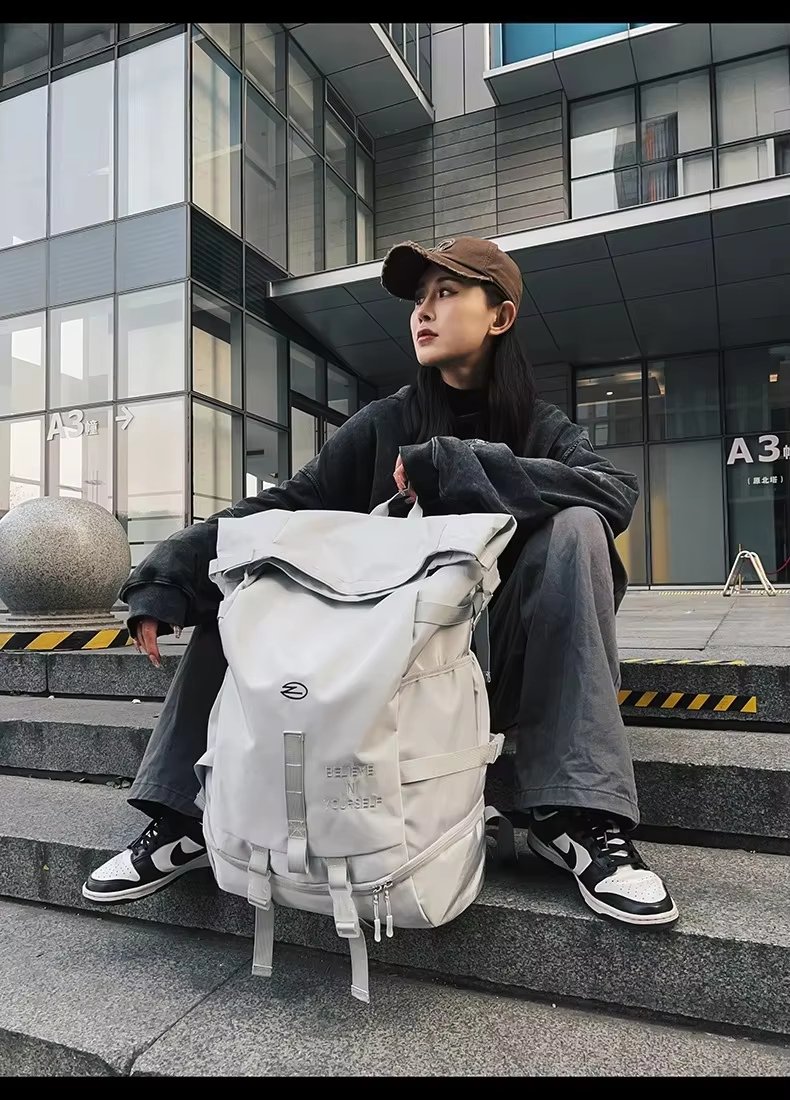 Modern Outdoor Travel School Casual Oxford Flap & Roll Top Backpack product detail