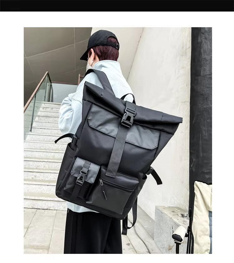Modern Outdoor Travel School Casual Oxford Roll Top Backpack product detail