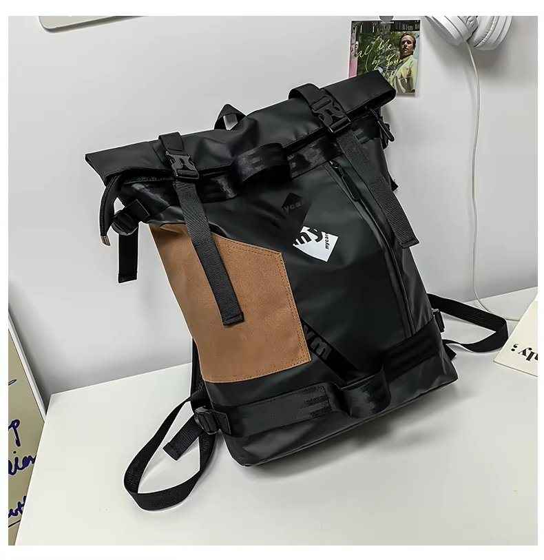 Water-Resistant Large Capacity Modern Outdoor Travel Oxford Roll Top Backpack product detail