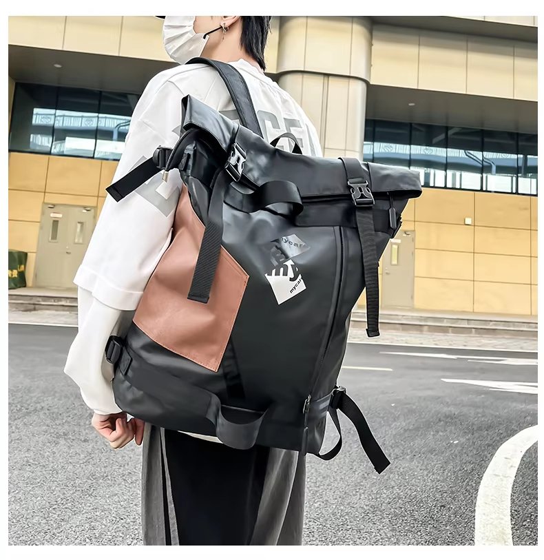 Water-Resistant Large Capacity Modern Outdoor Travel Oxford Roll Top Backpack product detail