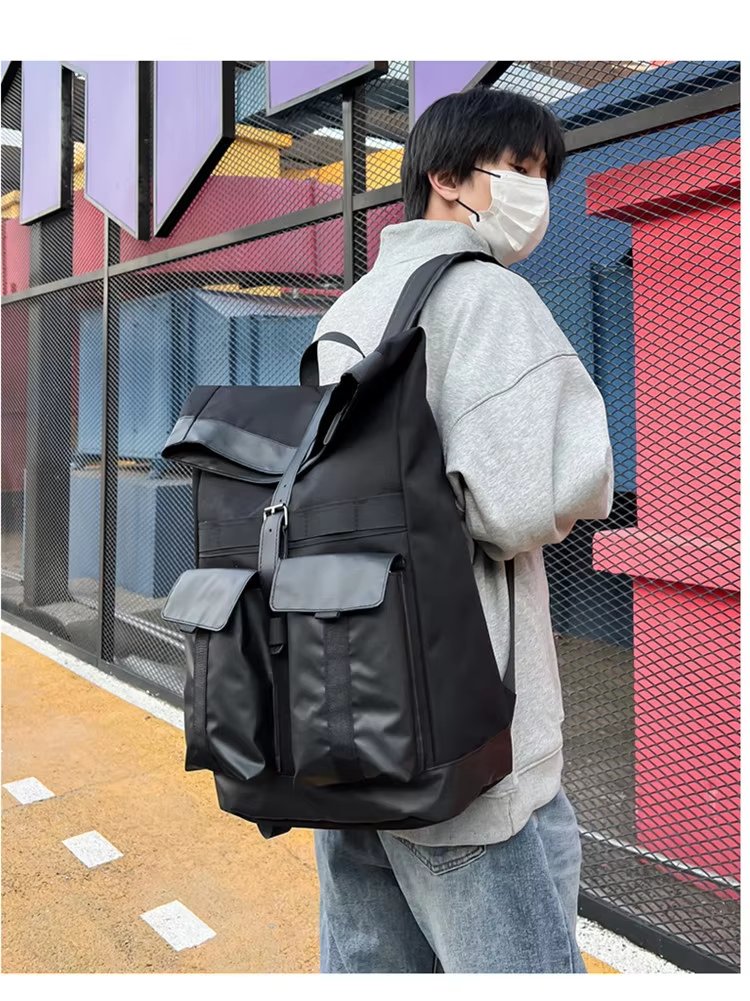 Large Capacity Modern Multi-Pocket Outdoor School Oxford Roll Top Backpack product detail