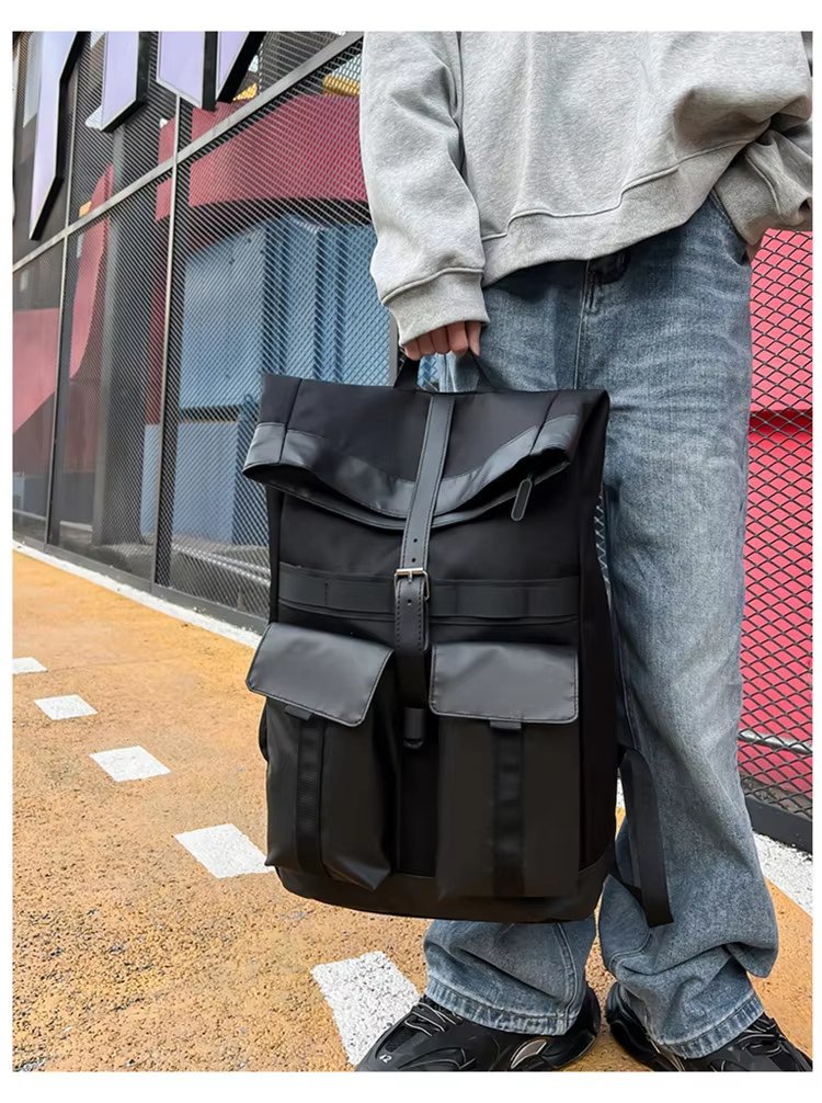 Large Capacity Modern Multi-Pocket Outdoor School Oxford Roll Top Backpack product detail