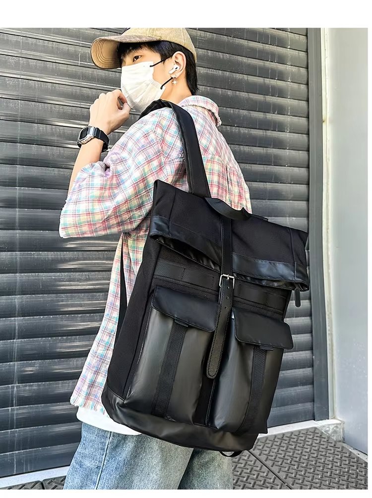 Large Capacity Modern Multi-Pocket Outdoor School Oxford Roll Top Backpack product detail