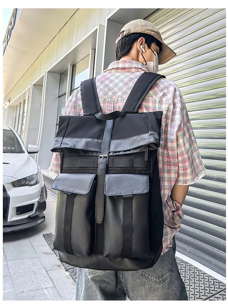 Large Capacity Modern Multi-Pocket Outdoor School Oxford Roll Top Backpack product detail