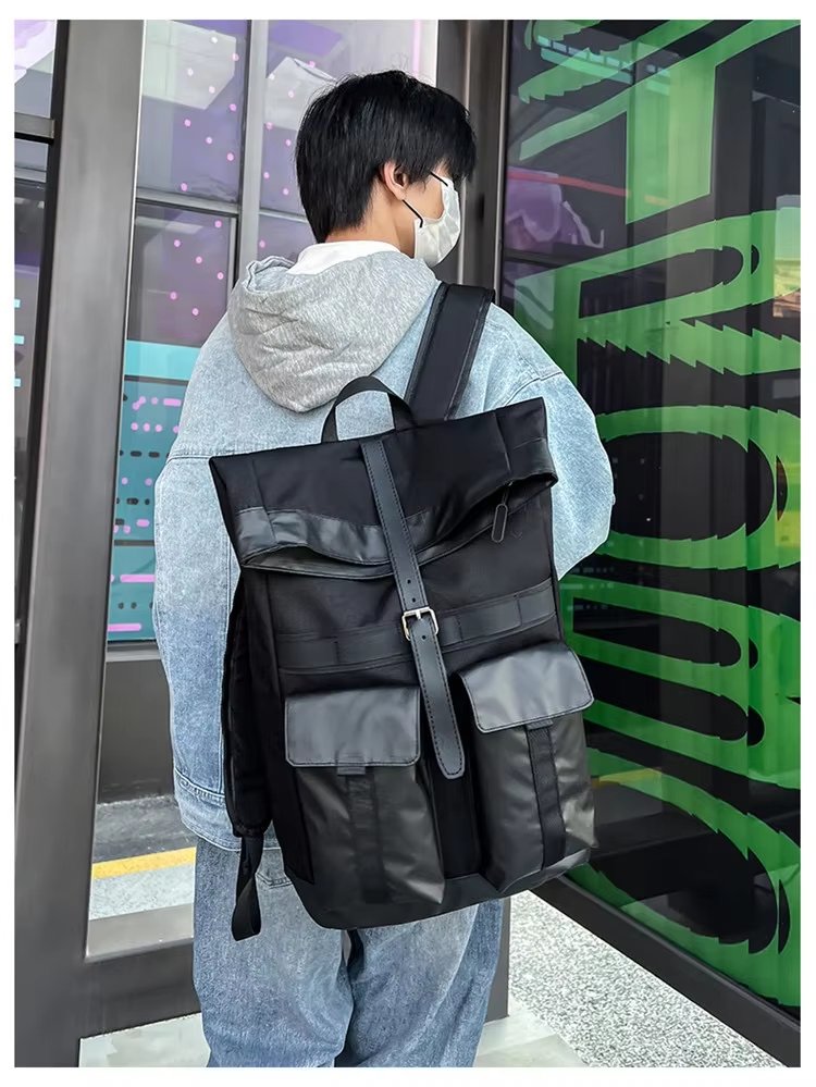 Large Capacity Modern Multi-Pocket Outdoor School Oxford Roll Top Backpack product detail