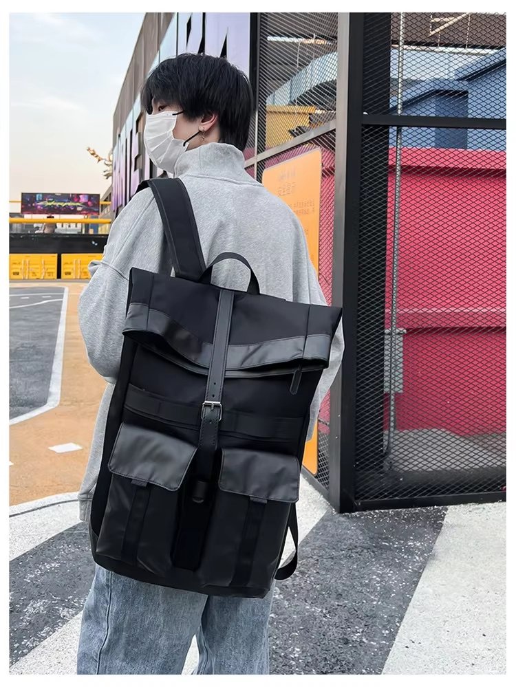 Large Capacity Modern Multi-Pocket Outdoor School Oxford Roll Top Backpack product detail