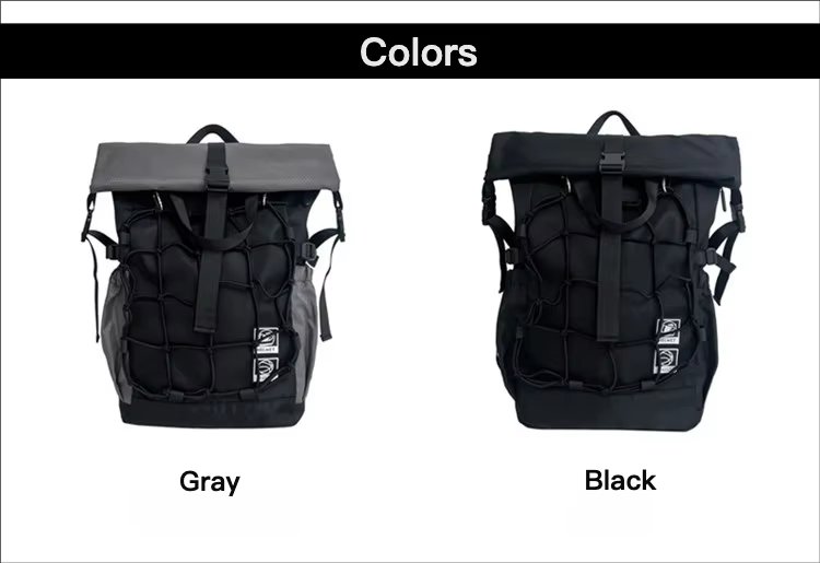 Water-Resistant Large Capacity Modern Outdoor Casual Nylon Roll Top Backpack product detail