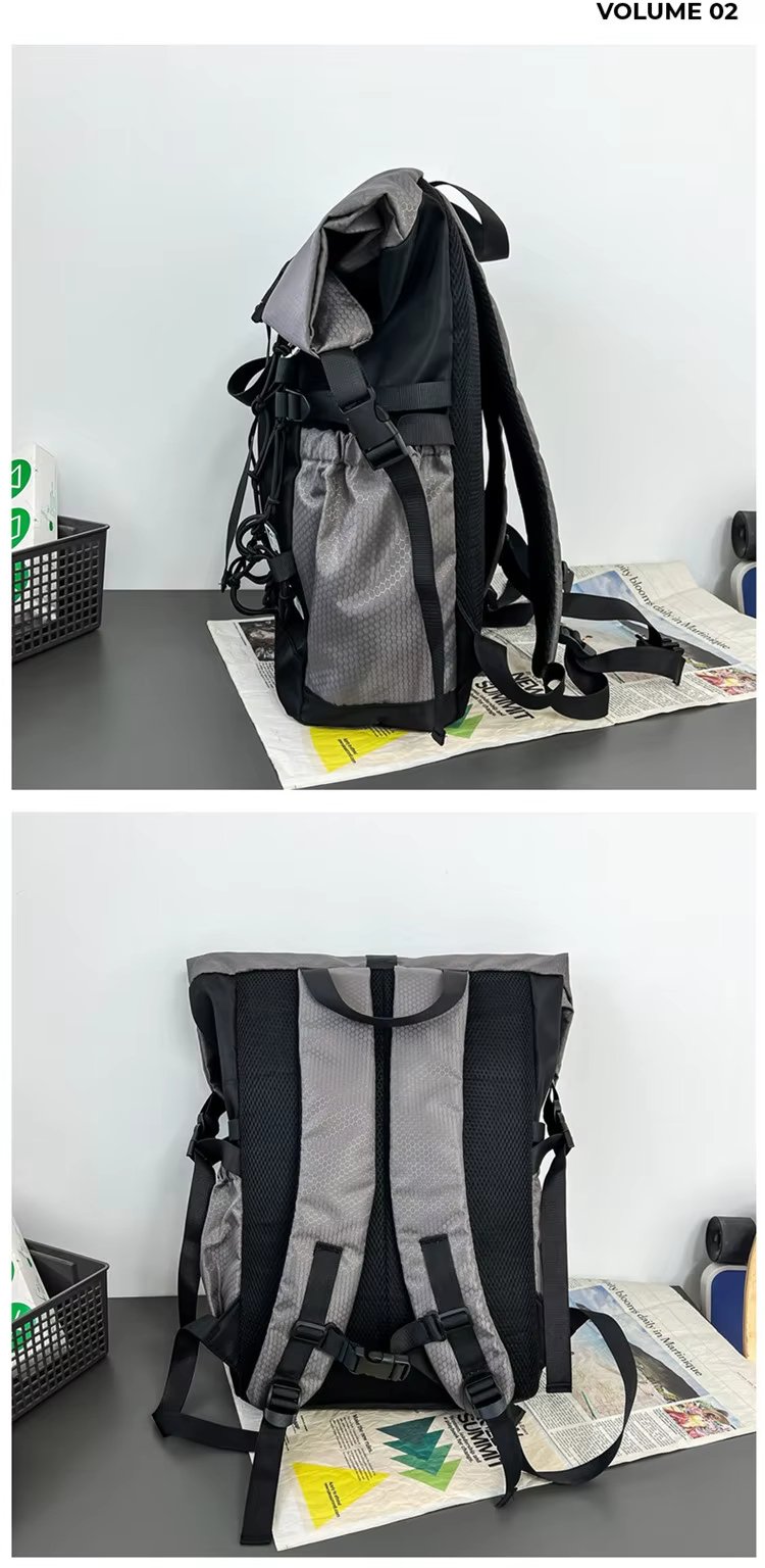 Water-Resistant Large Capacity Modern Outdoor Casual Nylon Roll Top Backpack product detail