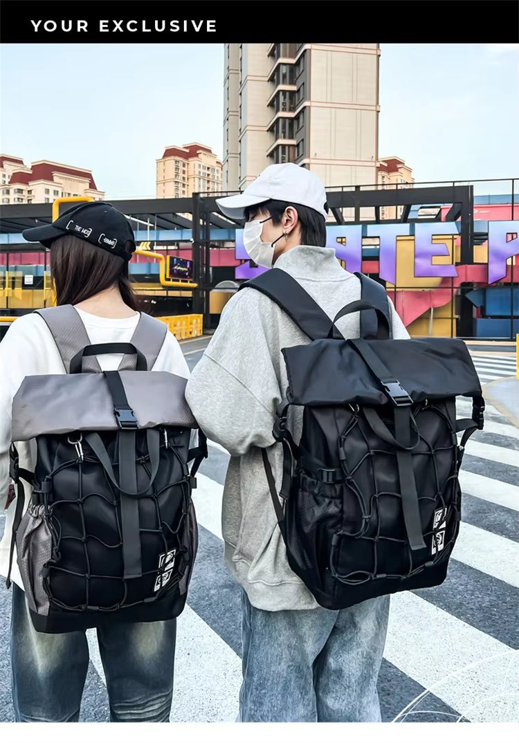 Water-Resistant Large Capacity Modern Outdoor Casual Nylon Roll Top Backpack product detail