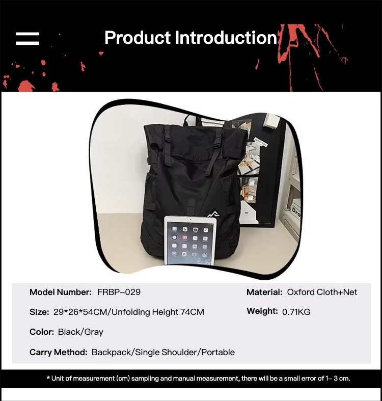 Water-Resistant Large Capacity Modern Outdoor Travel Oxford Roll Top Backpack product detail