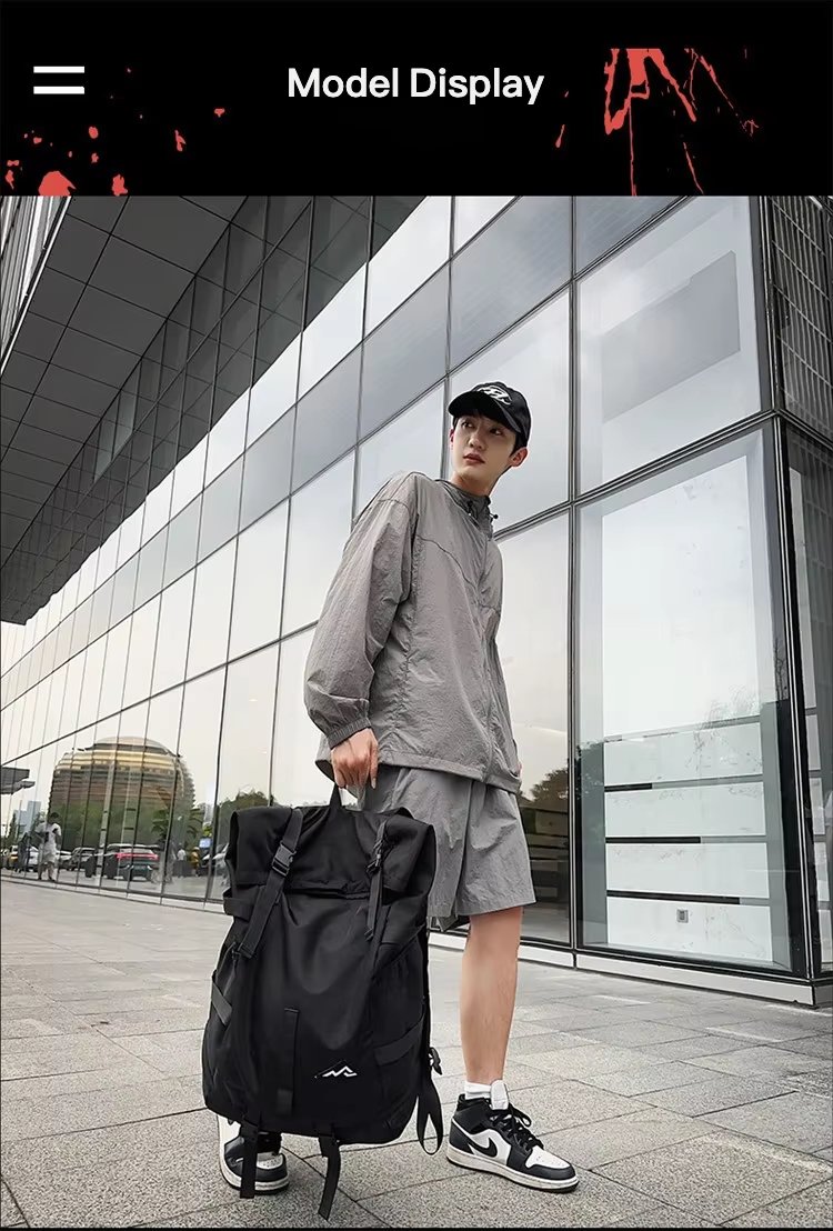 Water-Resistant Large Capacity Modern Outdoor Travel Oxford Roll Top Backpack product detail