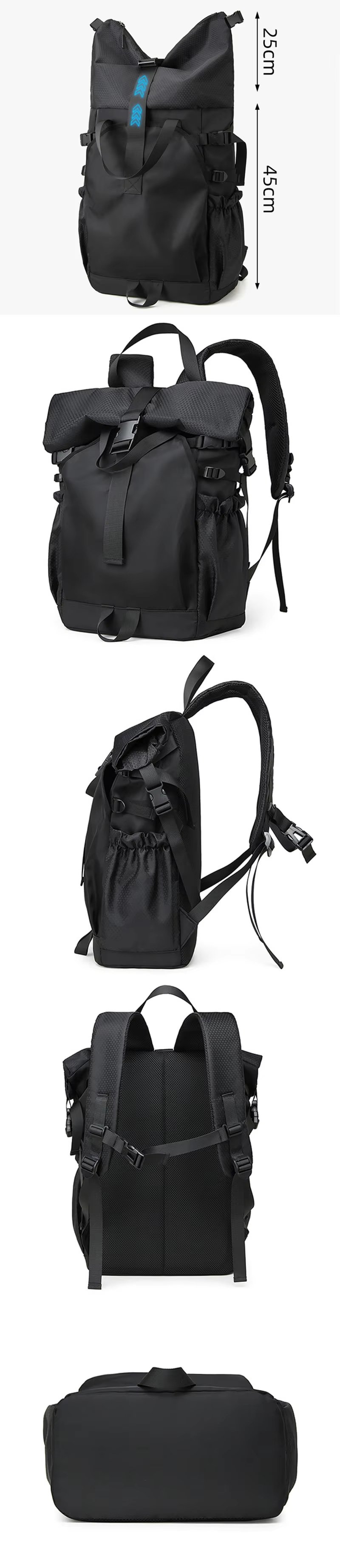 Water-Resistant Large Capacity Outdoor Travel Oxford Roll Top Backpack product detail