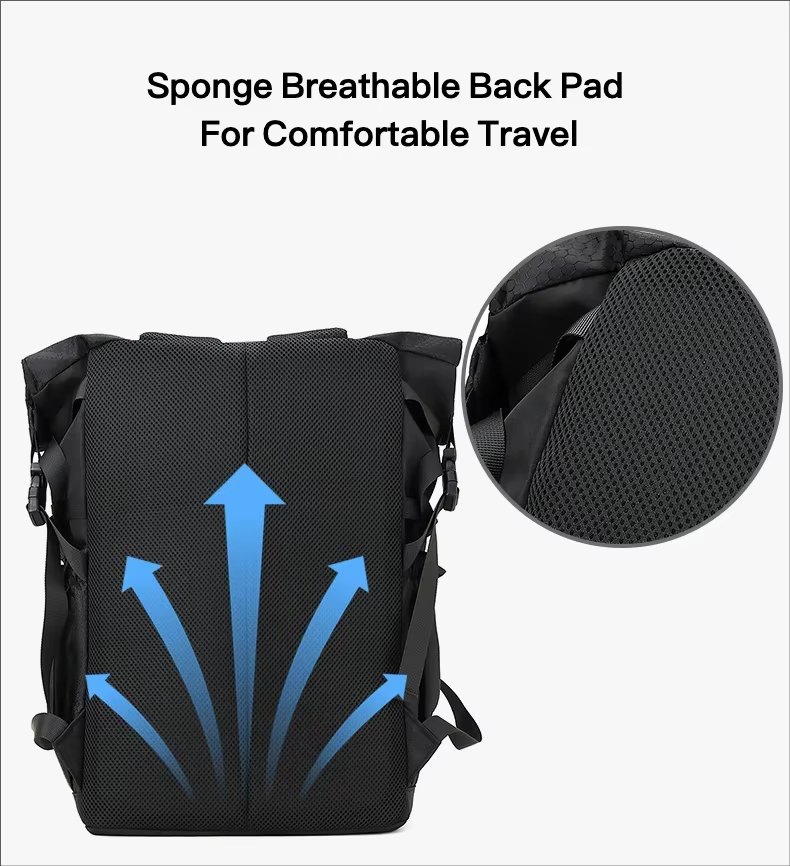 Water-Resistant Large Capacity Outdoor Travel Oxford Roll Top Backpack product detail