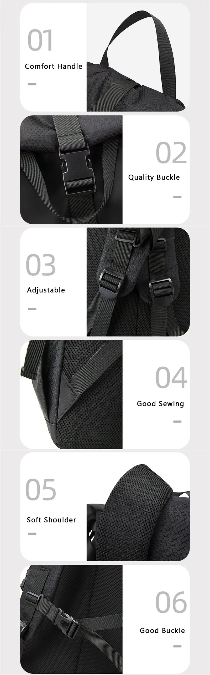 Water-Resistant Large Capacity Outdoor Travel Oxford Roll Top Backpack product detail