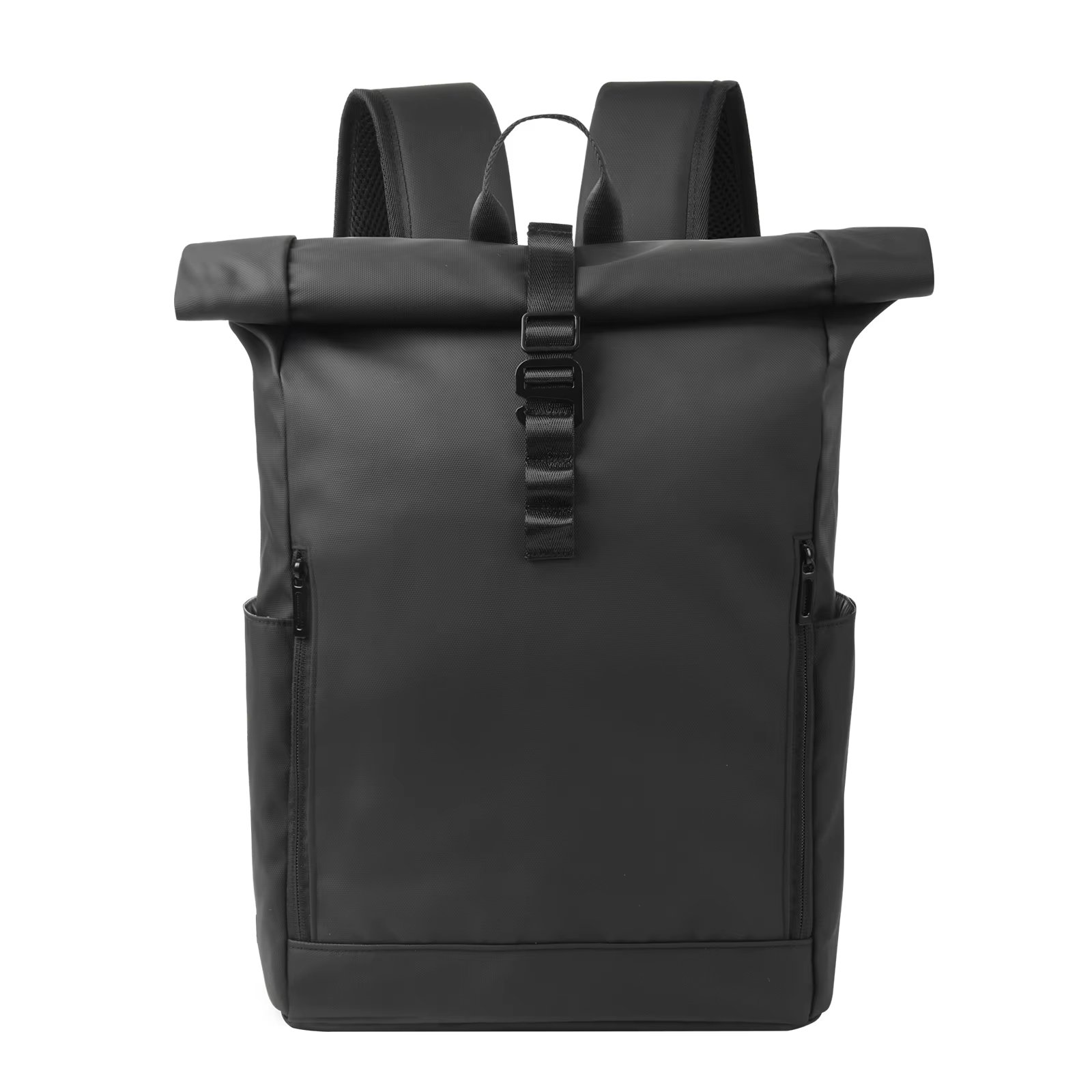 Water-Resistant Expandable Outdoor Business Travel PU Leather Roll Top Backpack product detail