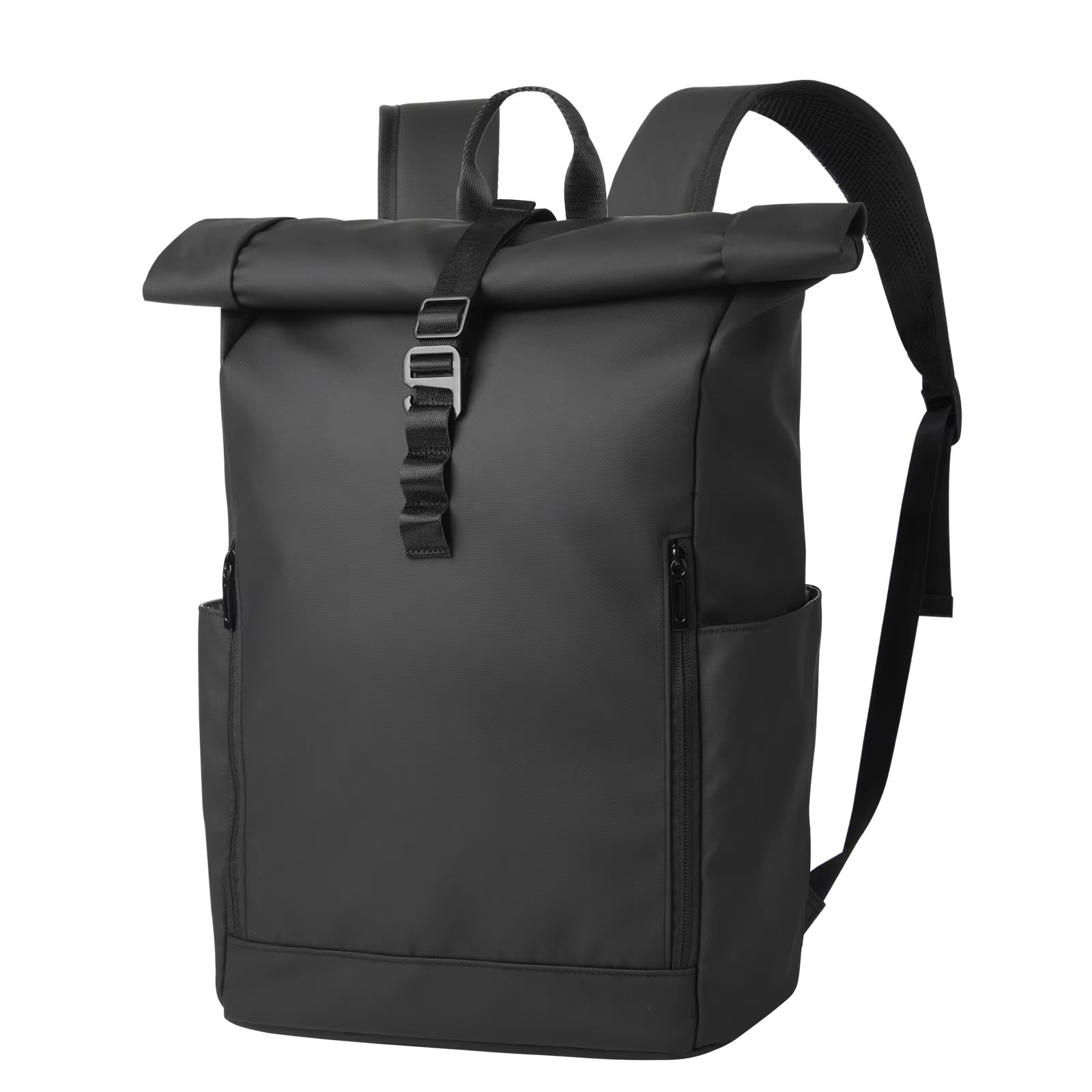 Water-Resistant Expandable Outdoor Business Travel PU Leather Roll Top Backpack product detail