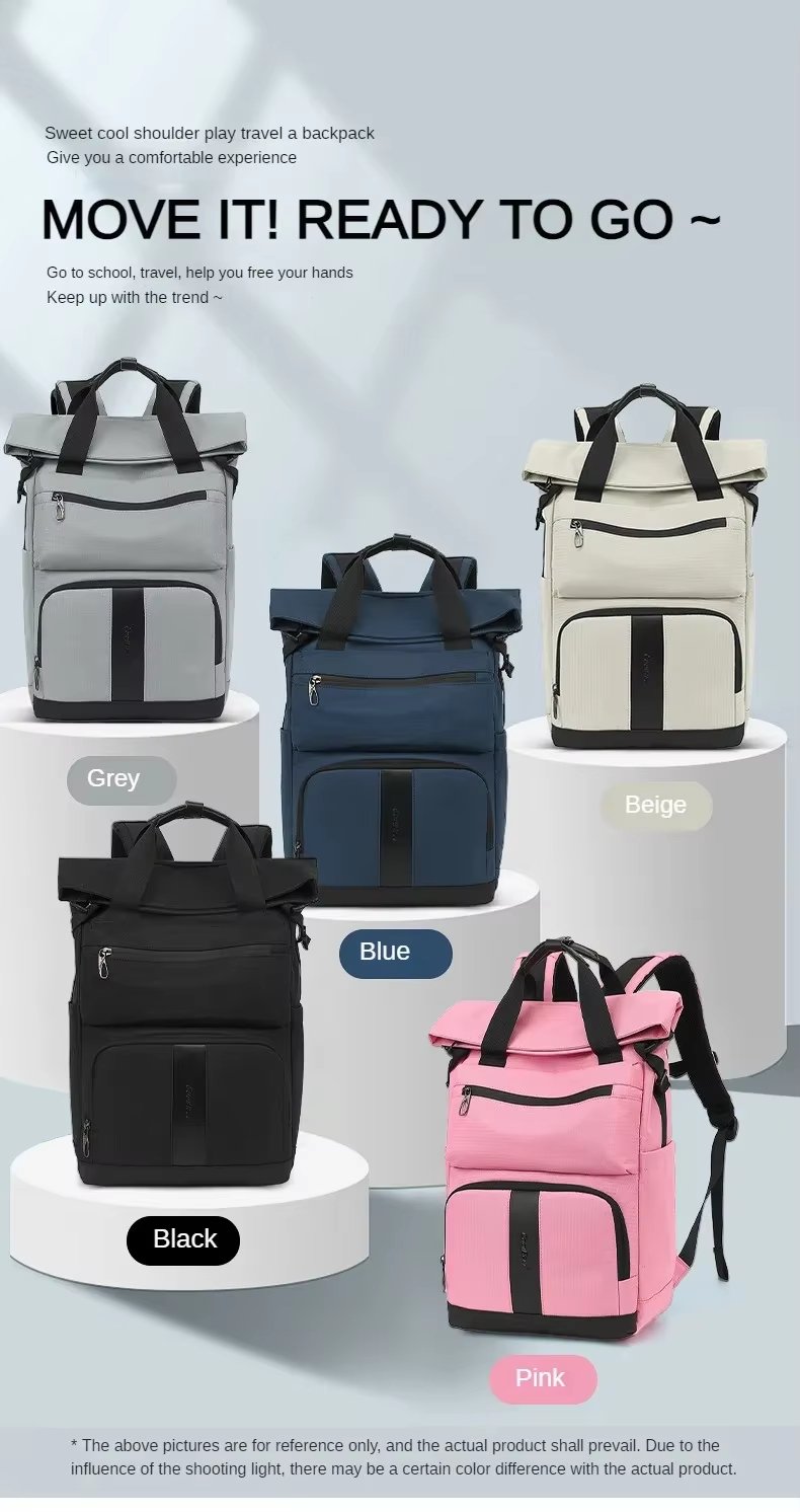 Large Capacity Travel School Casual Oxford Roll Top Backpack product detail