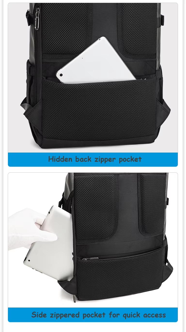 Water-Resistant Large Capacity Expandable Modern Travel PU Leather Roll Top Backpack product detail