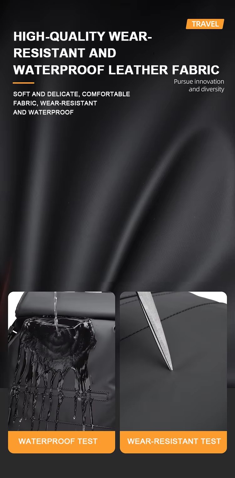 Water-Resistant Large Capacity Travel School Casual PU Leather Roll Top Backpack product detail
