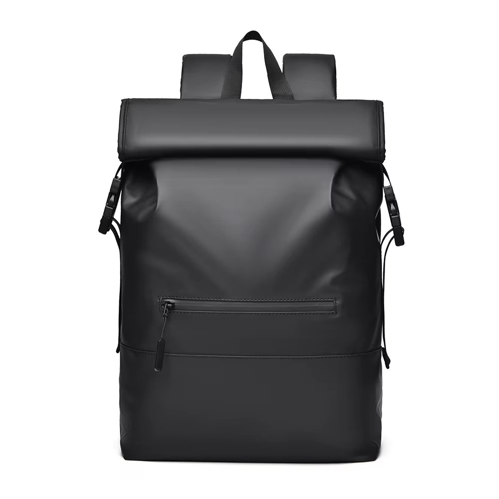 Water-Resistant Large Capacity Travel School Casual PU Leather Roll Top Backpack product detail