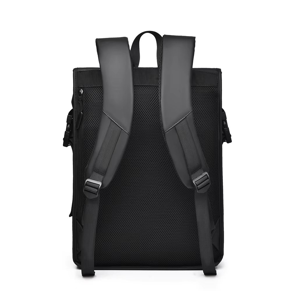 Water-Resistant Large Capacity Travel School Casual PU Leather Roll Top Backpack product detail