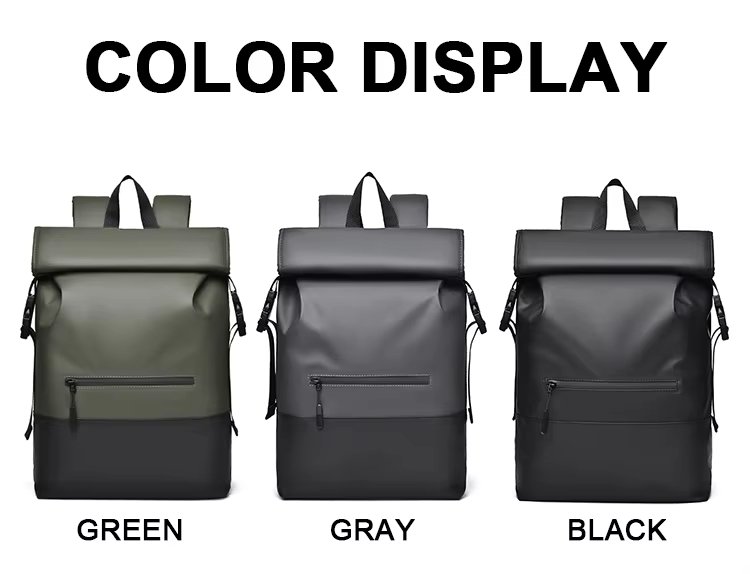 Water-Resistant Large Capacity Modern Business School PU Leather Rolling Backpack product detail