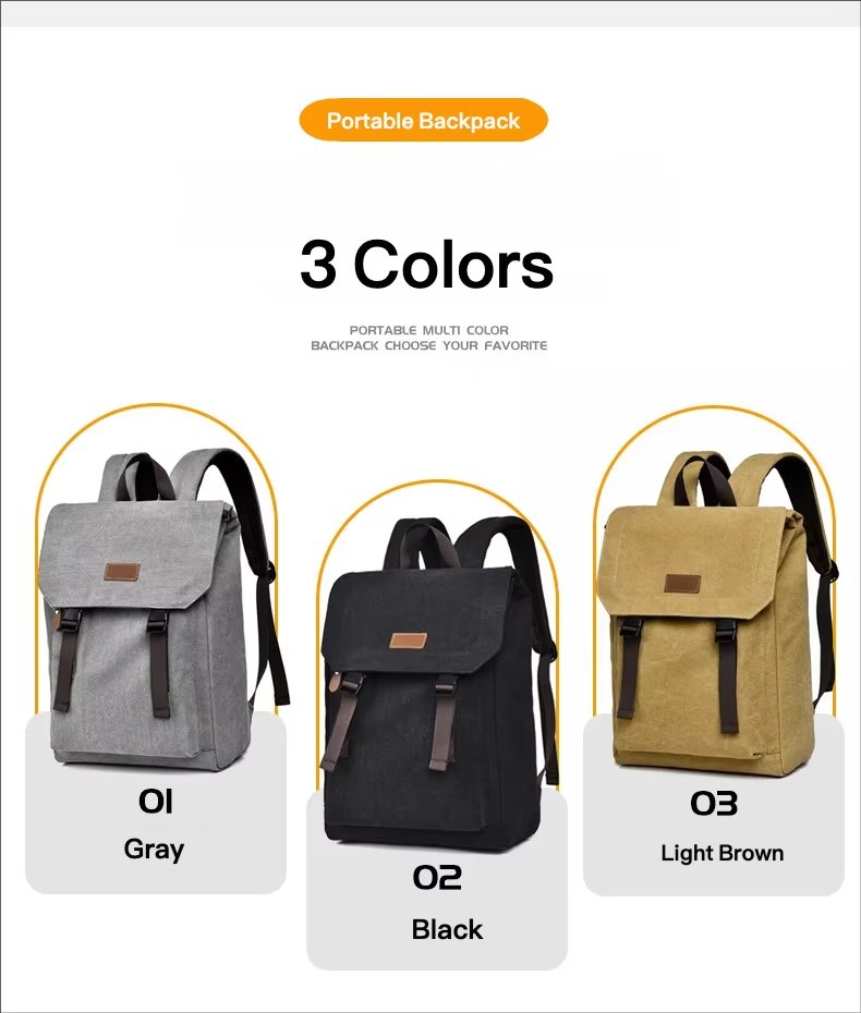 Water-Resistant Vintage Outdoor Travel School Canvas Laptop Backpack product detail