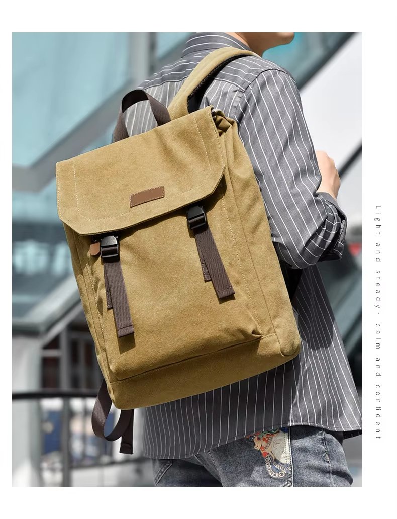 Water-Resistant Vintage Outdoor Travel School Canvas Laptop Backpack product detail