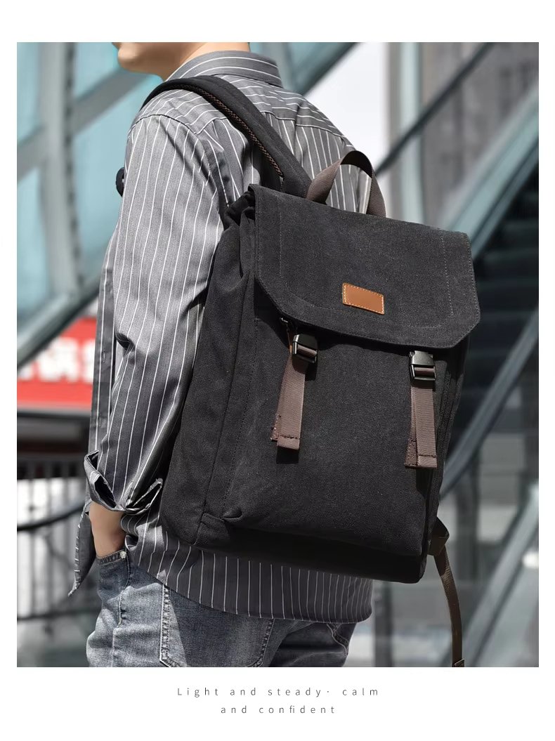 Water-Resistant Vintage Outdoor Travel School Canvas Laptop Backpack product detail