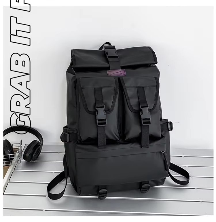 Anti-Theft Large Capacity Expandable Modern Multi-Pocket Oxford Roll Top Backpack product detail