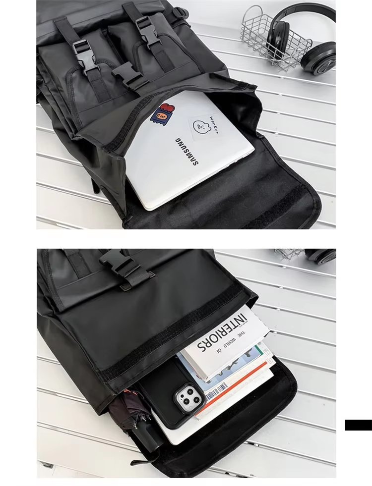 Anti-Theft Large Capacity Expandable Modern Multi-Pocket Oxford Roll Top Backpack product detail