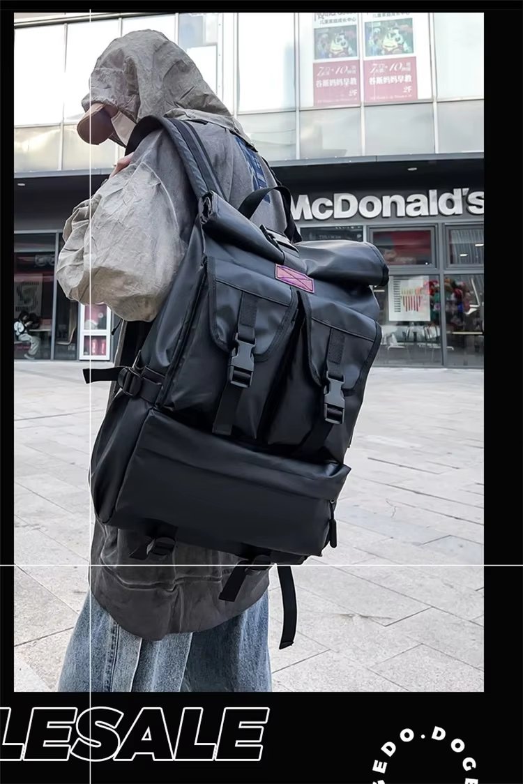 Anti-Theft Large Capacity Expandable Modern Multi-Pocket Oxford Roll Top Backpack product detail