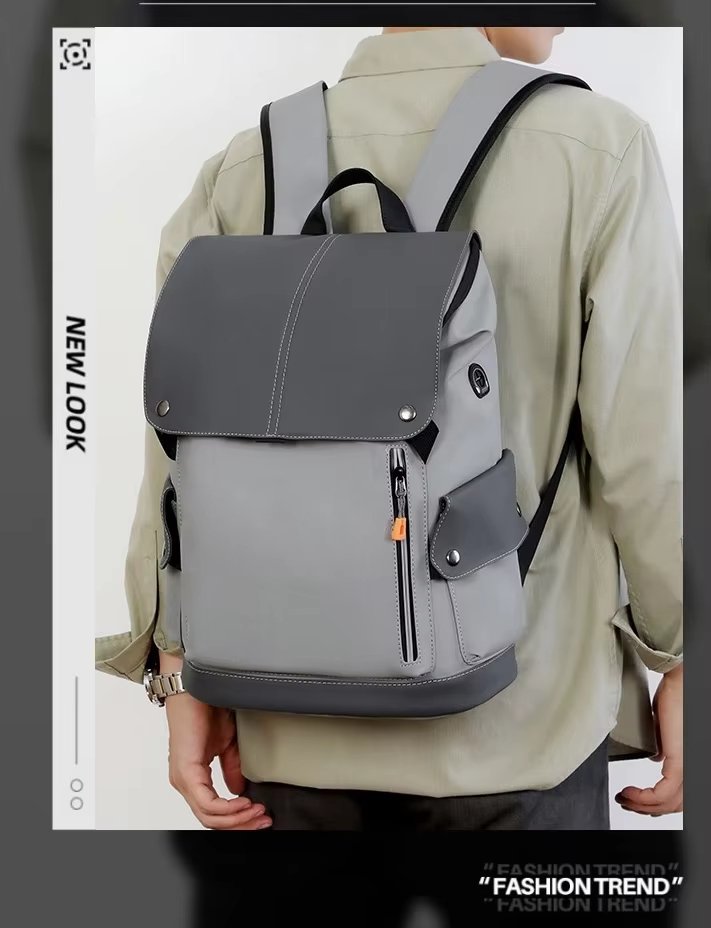 Large Capacity Modern Business Travel School PU Leather Laptop Backpack product detail