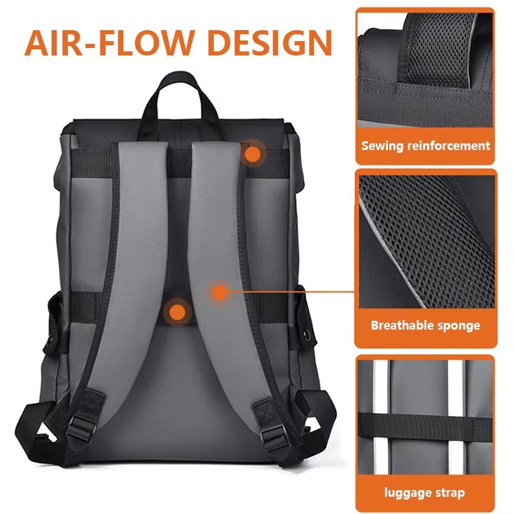 Large Capacity Modern Business Travel School PU Leather Laptop Backpack product detail