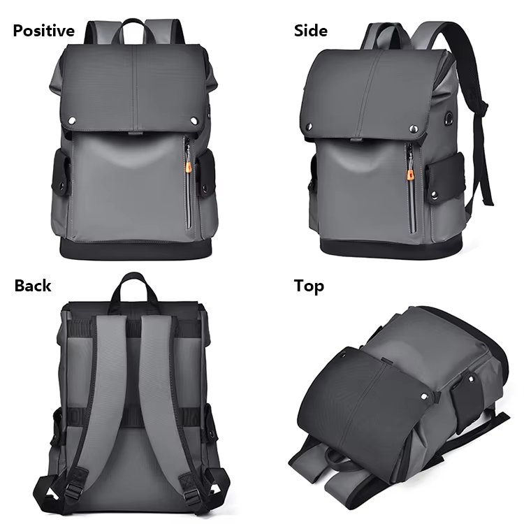 Large Capacity Modern Business Travel School PU Leather Laptop Backpack product detail