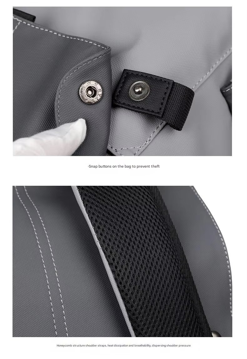 Large Capacity Modern Business Travel School PU Leather Laptop Backpack product detail