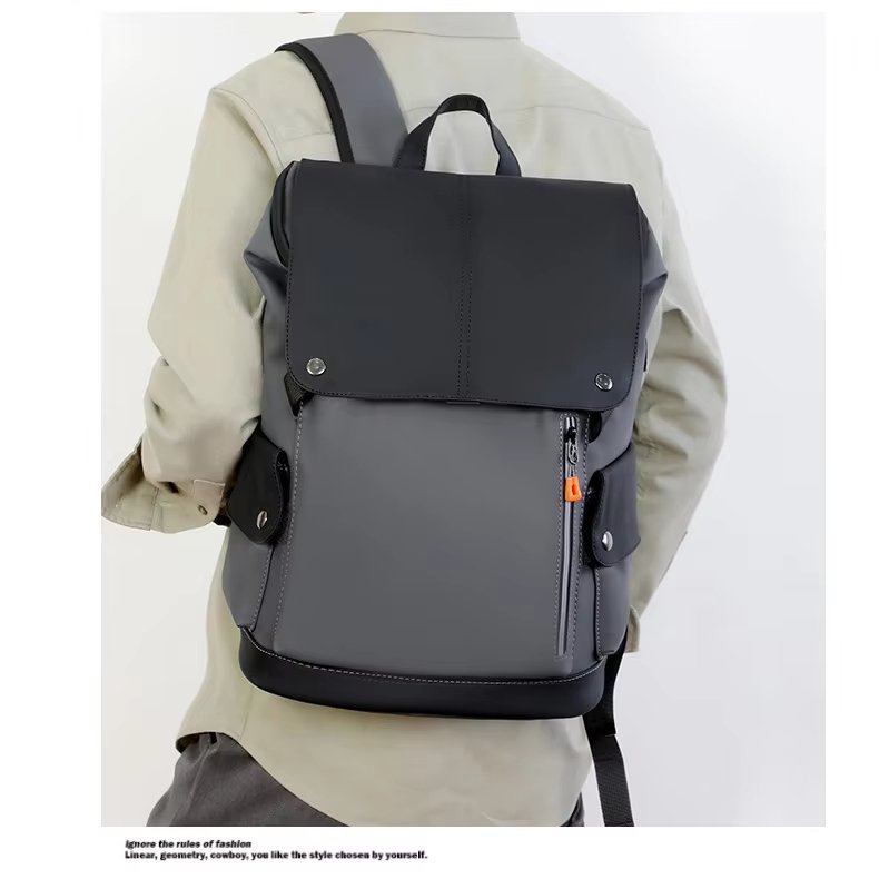 Large Capacity Modern Business Travel School PU Leather Laptop Backpack product detail