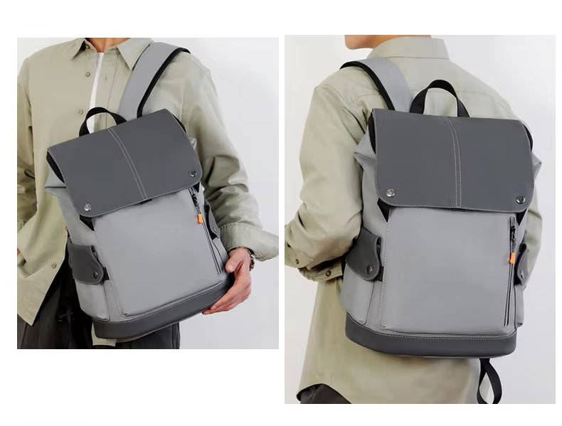 Large Capacity Modern Business Travel School PU Leather Laptop Backpack product detail