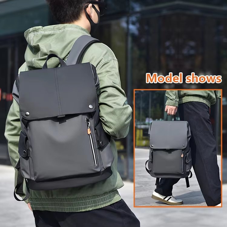 Large Capacity Modern Business Travel School PU Leather Laptop Backpack product detail