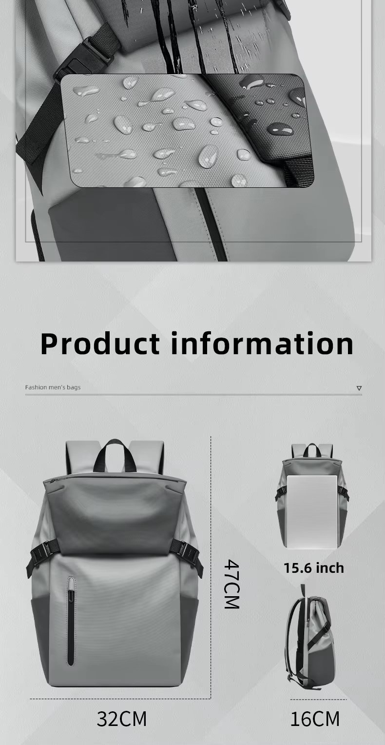 Anti-Theft Water-Resistant Modern Business Travel PU Leather Laptop Backpack product detail