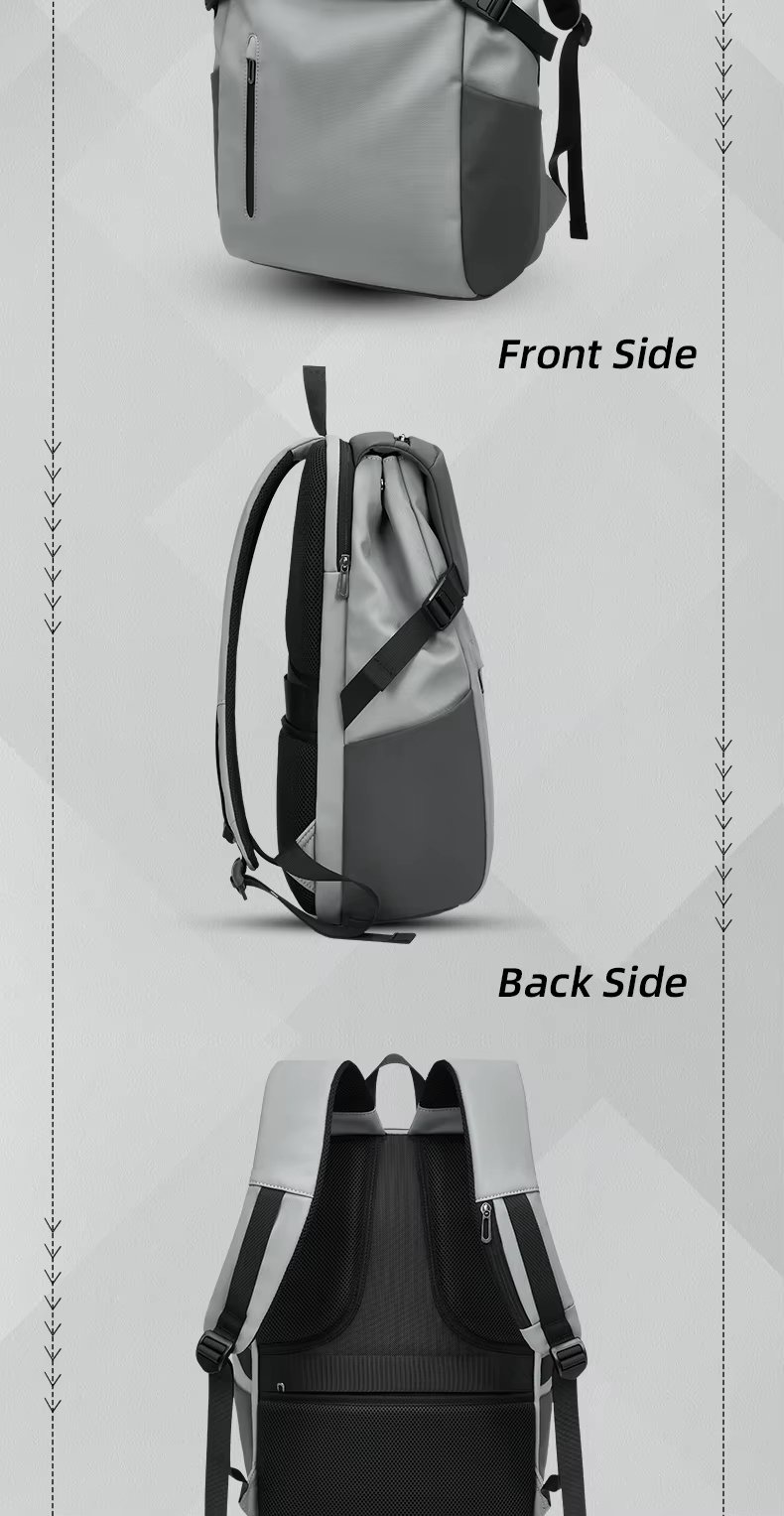 Anti-Theft Water-Resistant Modern Business Travel PU Leather Laptop Backpack product detail