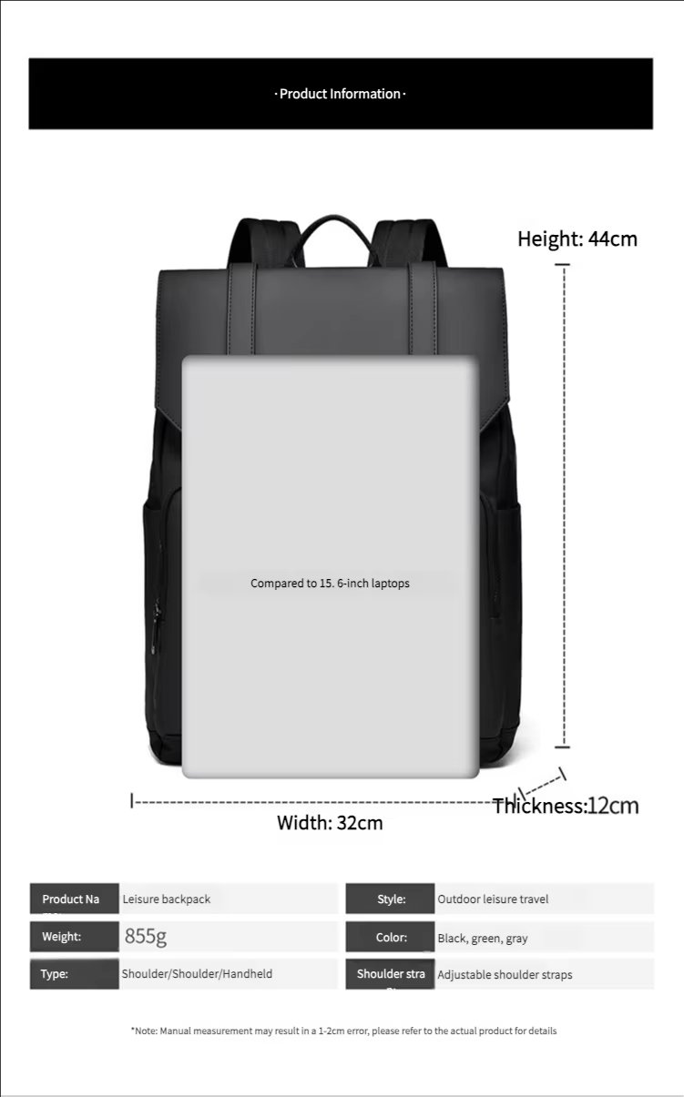 Water-Resistant Large Capacity Business Travel School PU Leather Laptop Backpack product detail