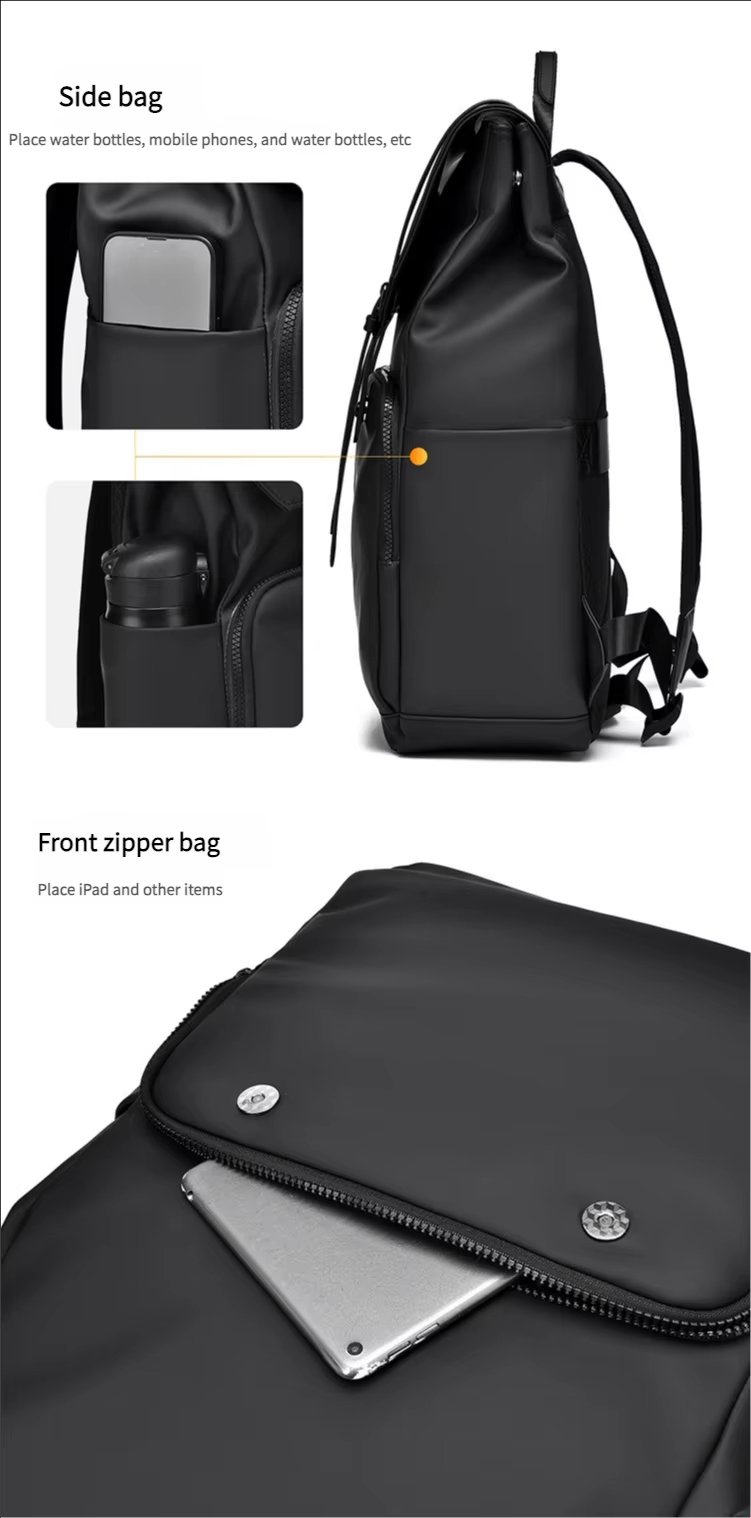 Water-Resistant Large Capacity Business Travel School PU Leather Laptop Backpack product detail