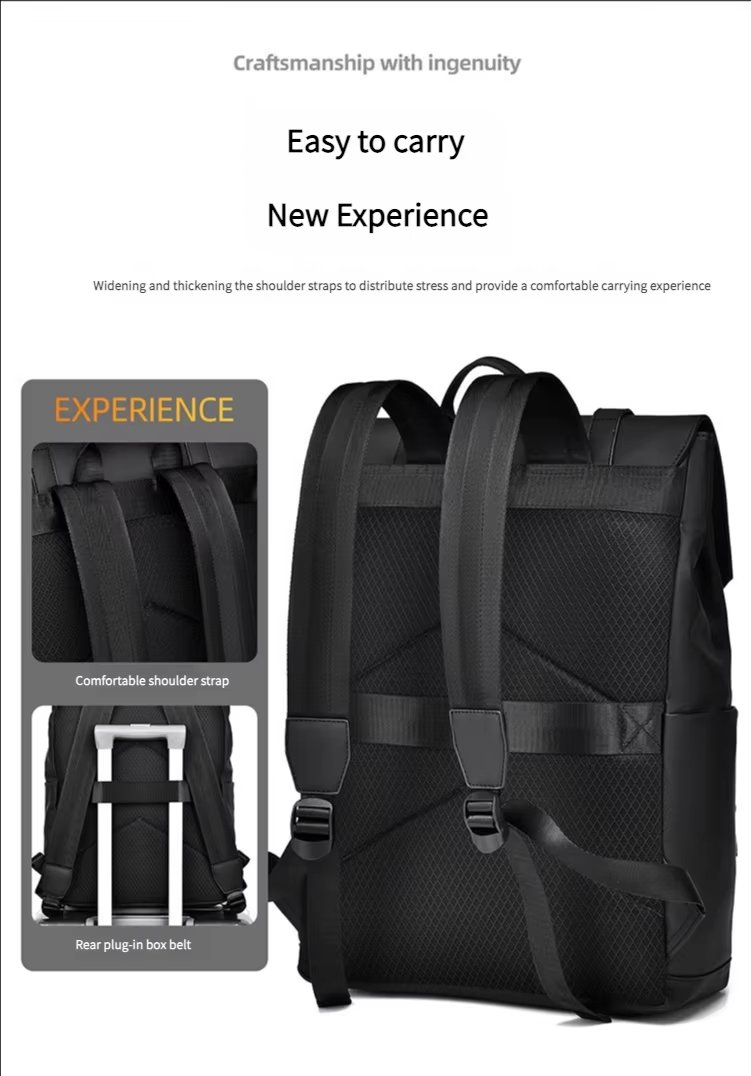 Water-Resistant Large Capacity Business Travel School PU Leather Laptop Backpack product detail