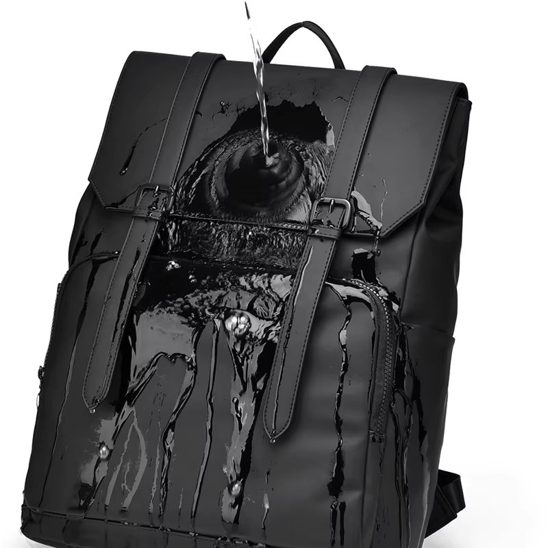 Water-Resistant Large Capacity Business Travel School PU Leather Laptop Backpack product detail