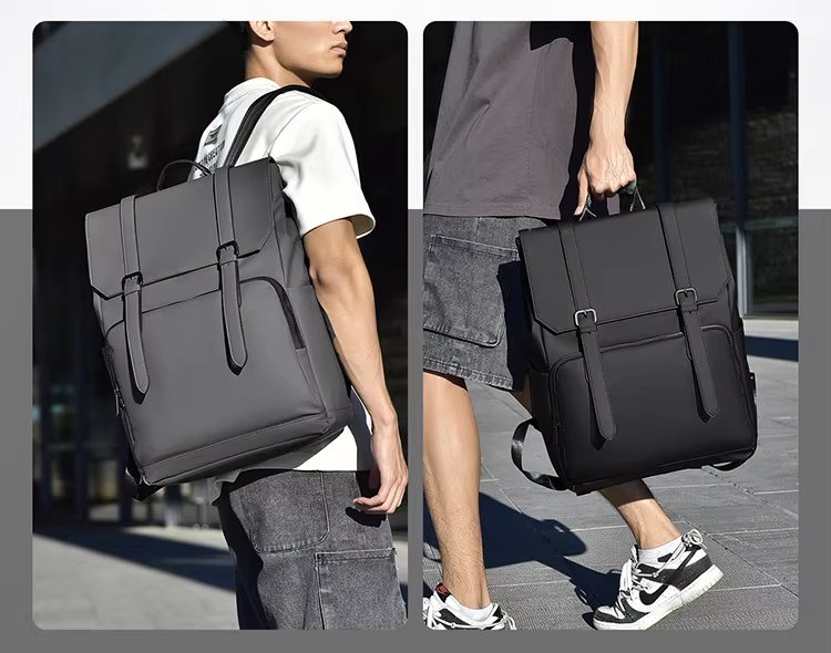 Water-Resistant Large Capacity Business Travel School PU Leather Laptop Backpack product detail