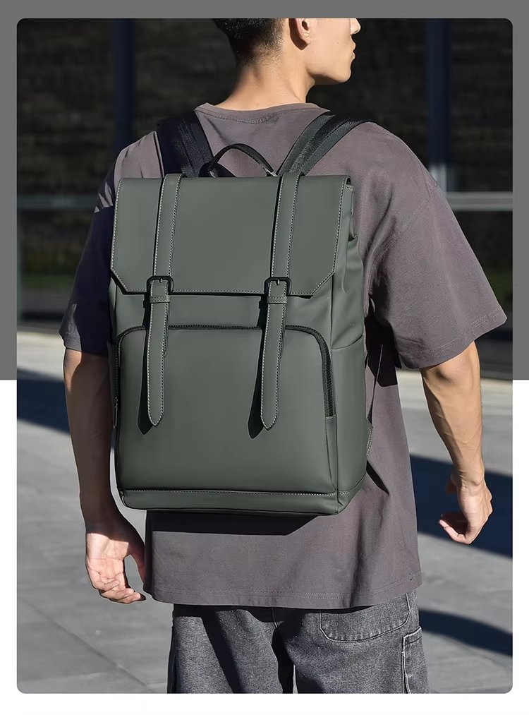 Water-Resistant Large Capacity Business Travel School PU Leather Laptop Backpack product detail